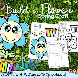 Build a Flower Printable Craft Spring Coloring Pages Easter Craft - Etsy