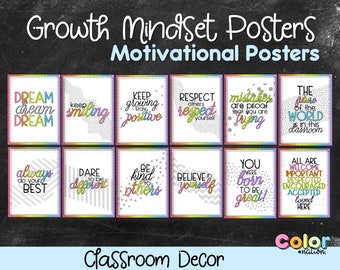 Growth Mindset Classroom Posters | Classroom Decor | Motivational Posters | Back to School | Printable Posters