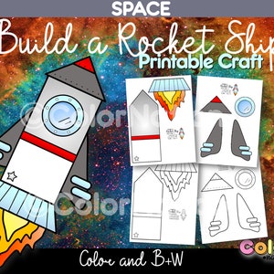 Bauen Sie ein Raketenschiff Druckbare Handwerk - Raumschiff - Weltraum Malvorlagen - Astronaut