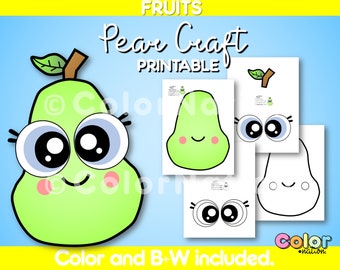 Pear Craft: Fruit Coloring Pages, Summer Activity (PDF)