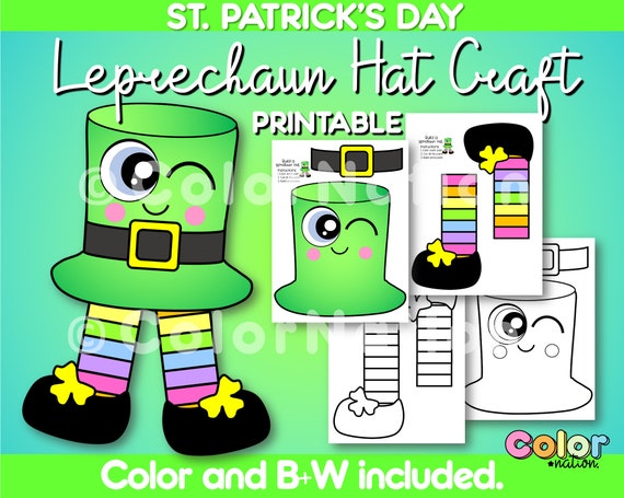 Trapped Leprechaun Craft St. Patrick's Day Activities, Leprechaun Hat Printable Coloring Pages