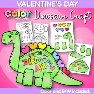 Manualidad de dinosaurios del día de San Valentín, actividades de febrero, Eres dinosaurio, tablón de anuncios
