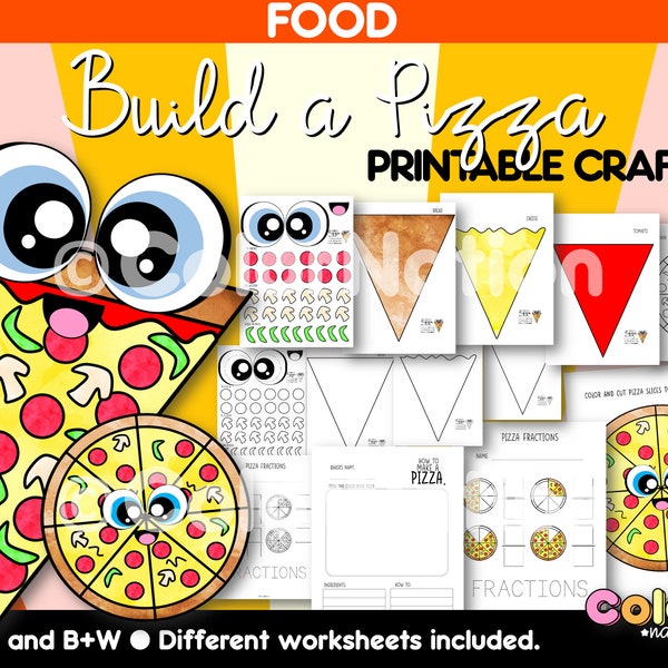 Build a Pizza Printable Craft - Fractions - Food Craft - Chef for a day