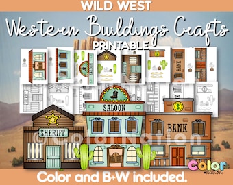 Western Buildings Craft | Wild West Activities | Saloon, Bank, Sheriff Office