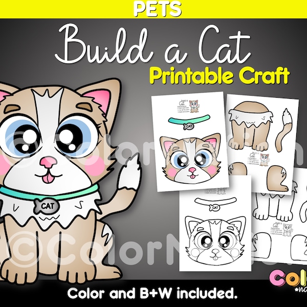 Build a Cat Craft - Pets Activity - Class Pet - Domestic Animals