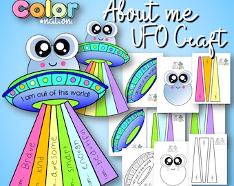Back To School About me UFO Spaceship Craft Kindergarten Bulletin Board Activity Printables