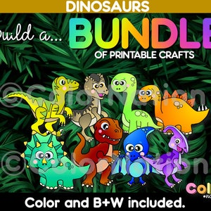 Dinosaur Crafts BUNDLE - Dinosaurs Theme - Prehistoric Activities - T-Rex Craft - Brontosaurus - Stegosaurus - Velociraptor - Triceratops