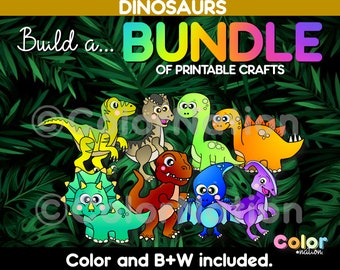 Dinosaur Crafts BUNDLE - Dinosaurs Theme - Prehistoric Activities - T-Rex Craft - Brontosaurus - Stegosaurus - Velociraptor - Triceratops