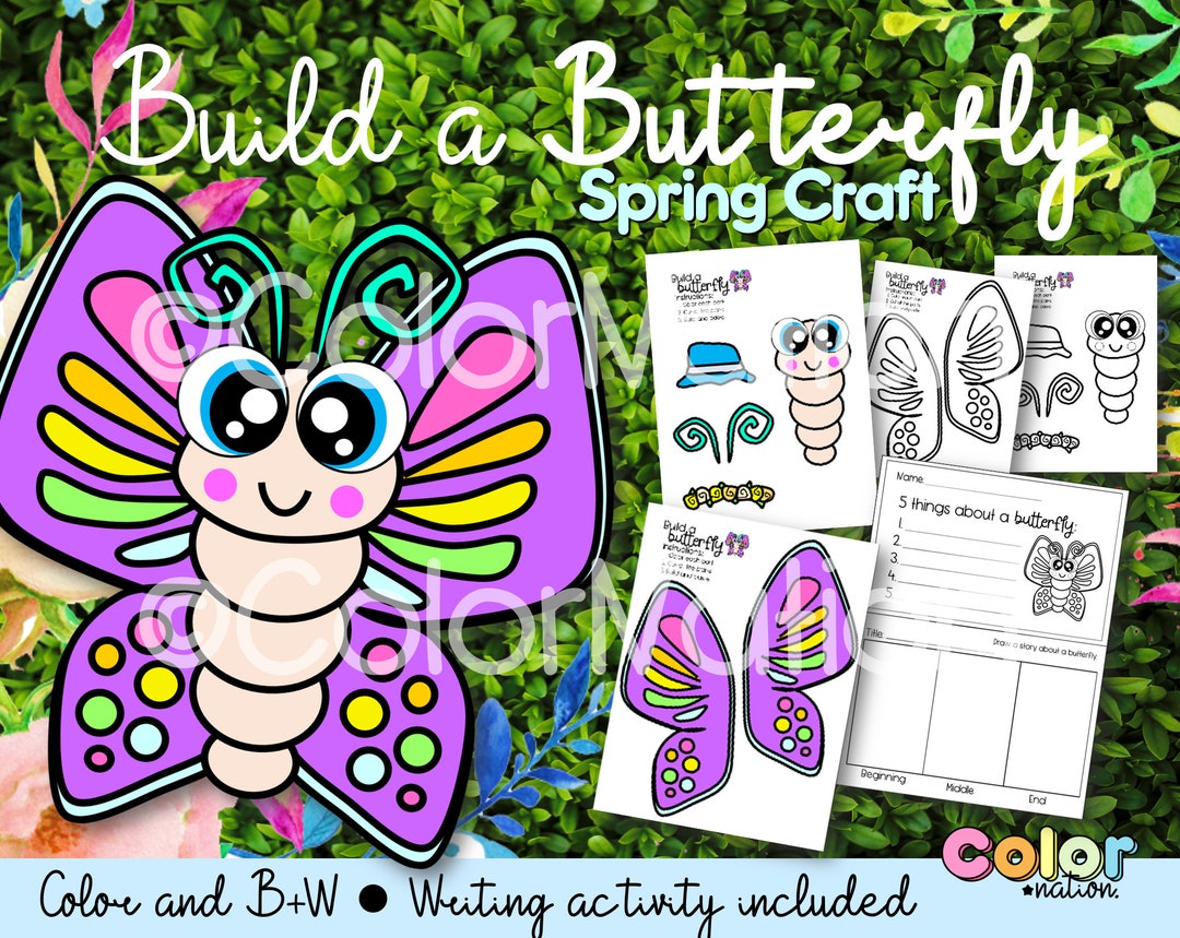 Build a Butterfly Printable Craft  Spring Coloring Pages