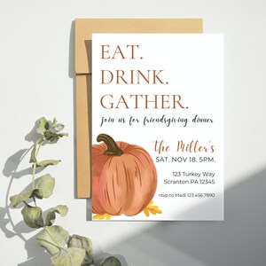 Editable Friendsgiving Invitation; Thanksgiving Invite; ; Instant Download; Friendsgiving Dinner; Holiday Invite Printable Halloween invite