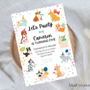 Bearbeitbare Hundeeinladung, Welpen Party-Einladung, druckbare Hund Pawty Einladung, Hund Geburtstag einladen, Welpe Pawty, sofort Download