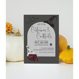 Editable Halloween Party Invite; Costumes and Cocktails Party Invitation; Halloween Invitation; Costume Party; Adult Halloween; Printable
