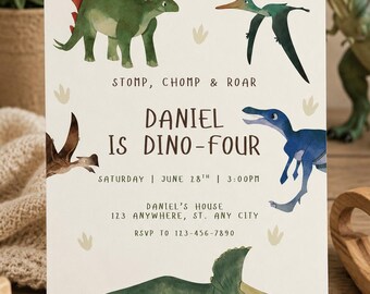 Dinosaur Birthday Invitation Template – Editable Dino Party (Instant Download)