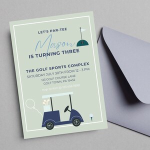 Editable Golf Birthday Invitation; Golf 3rd Birthday; Boy Birthday Party Invite; Template; Golf Bday; Boy Golf Decor; Printable Template