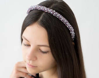 Crystal purple headband, Crystal hair band, Bridesmade crystal purple headband, Bridal hair accessories, personalized gift for her