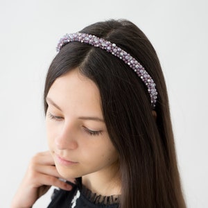 Crystal purple headband, Crystal hair band, Bridesmade crystal purple headband, Bridal hair accessories, personalized gift for her