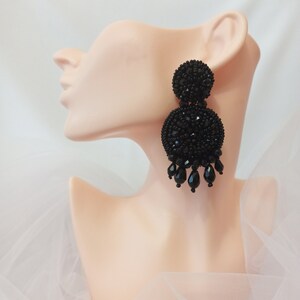 Beadwork white earrings, hoop earrings, Prom earrings, wedding earrings, geometric statement earrings beadwork jewelry, bridesmade earrings