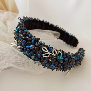 Crystal blue headband, Crystal hair band, Bridesmade crystal bluue headband, Bridal hair accessories, personalized gift for her