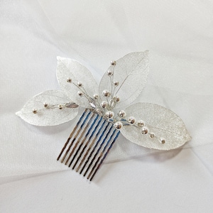 Bridal hair comb gold leaf, Bridal hair branch, Leaf shaped wedding hair comb, Perlonalized wedding accessories image 1