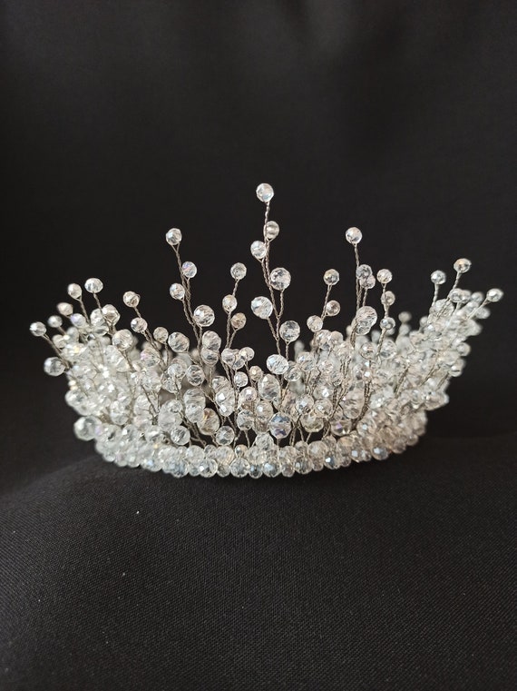 Crystal Wedding Tiara: Handmade Bridal Crown - Etsy display picture 2