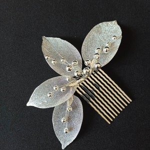 Bridal hair comb gold leaf, Bridal hair branch, Leaf shaped wedding hair comb, Perlonalized wedding accessories image 4