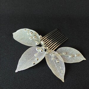 Bridal hair comb gold leaf, Bridal hair branch, Leaf shaped wedding hair comb, Perlonalized wedding accessories image 7