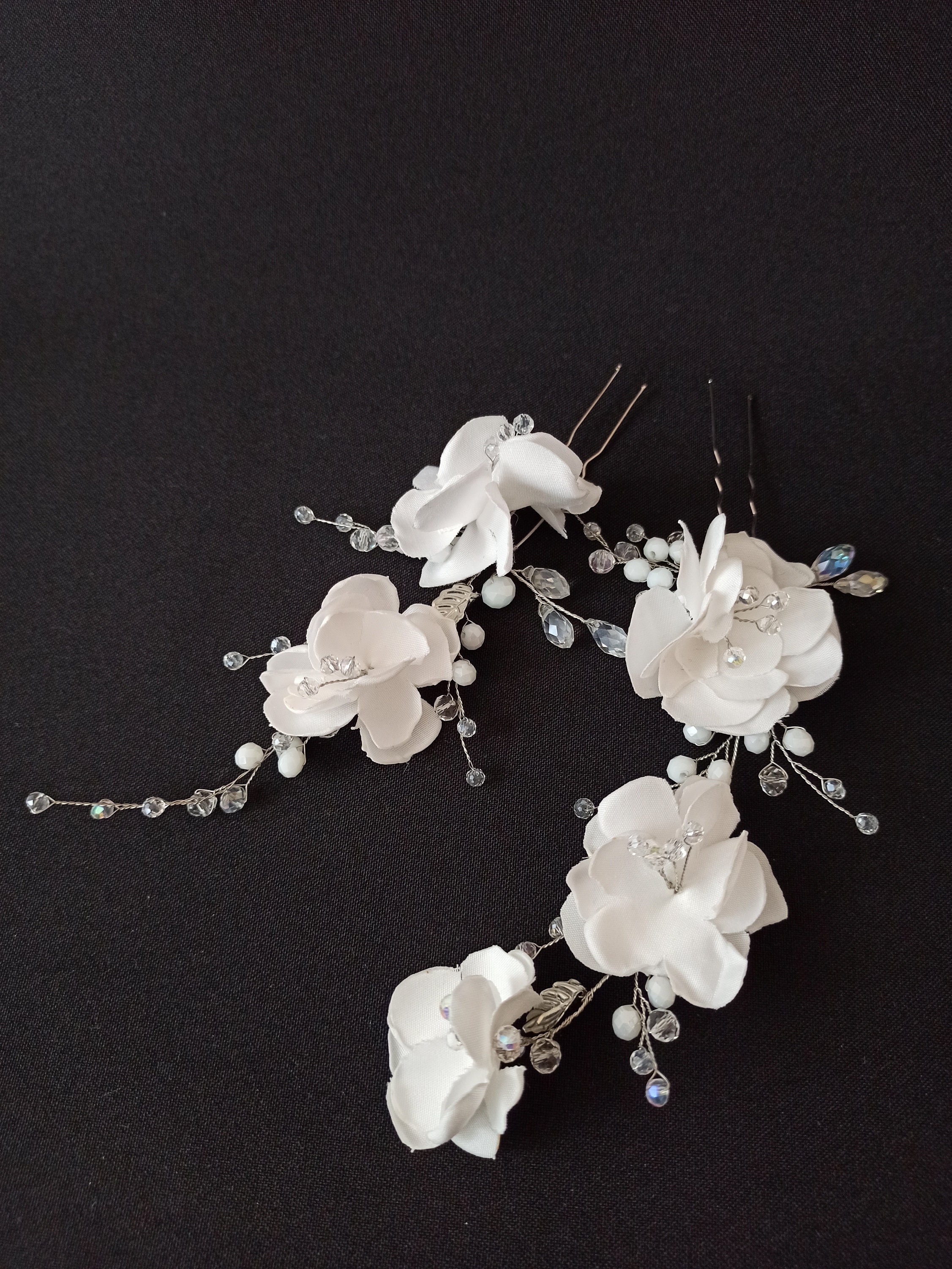 Conjunto de bodas de horquillas con flores hechas a mano de Etsy