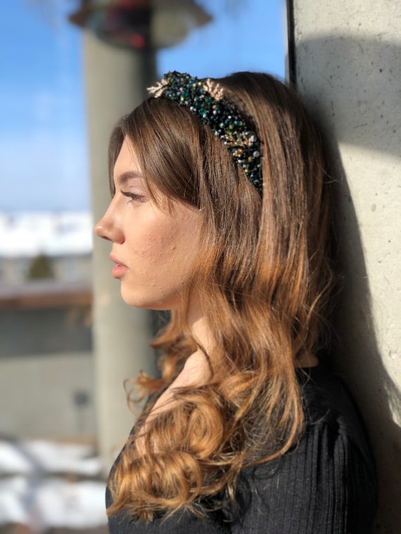 Accessori per capelli Fascia per capelli con strass in spugna europea e americana con bordo largo con fibbia a testa di diamante Fascia per capelli da sposa completa, diamante bianco AB
