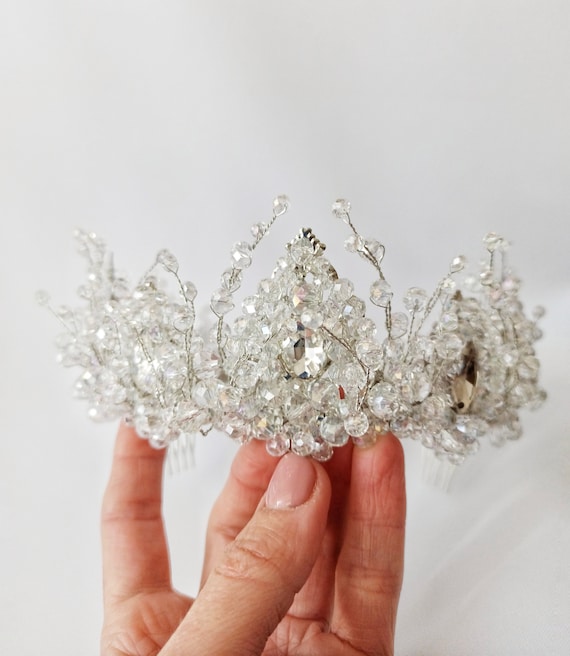 Crystal Bridal Crown: Handmade Rhinestone Wedding Tiara - Etsy display picture 1