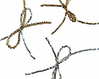 Thin choker necklace,Choker bow made of natural hematite, Golden wedding choker, bridal Jewelry, bridesmaid gifts