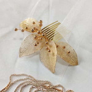 Gold Leaf Bridal Hair Comb: Personalized Wedding Hair Accessory