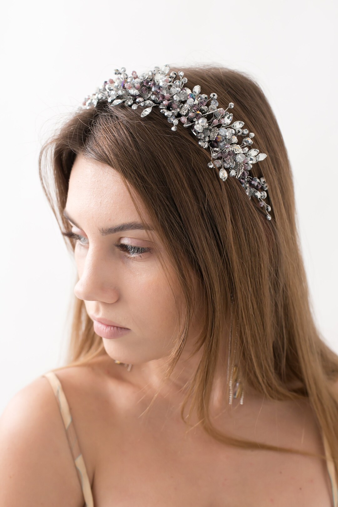 Silver Crystal Bridal Headband: Wedding Hair Accessory - Etsy display picture 1