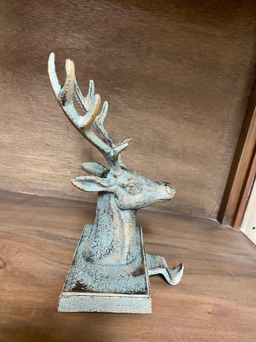 Deer Head Stag Stocking Holder Bronze Verde Etsy