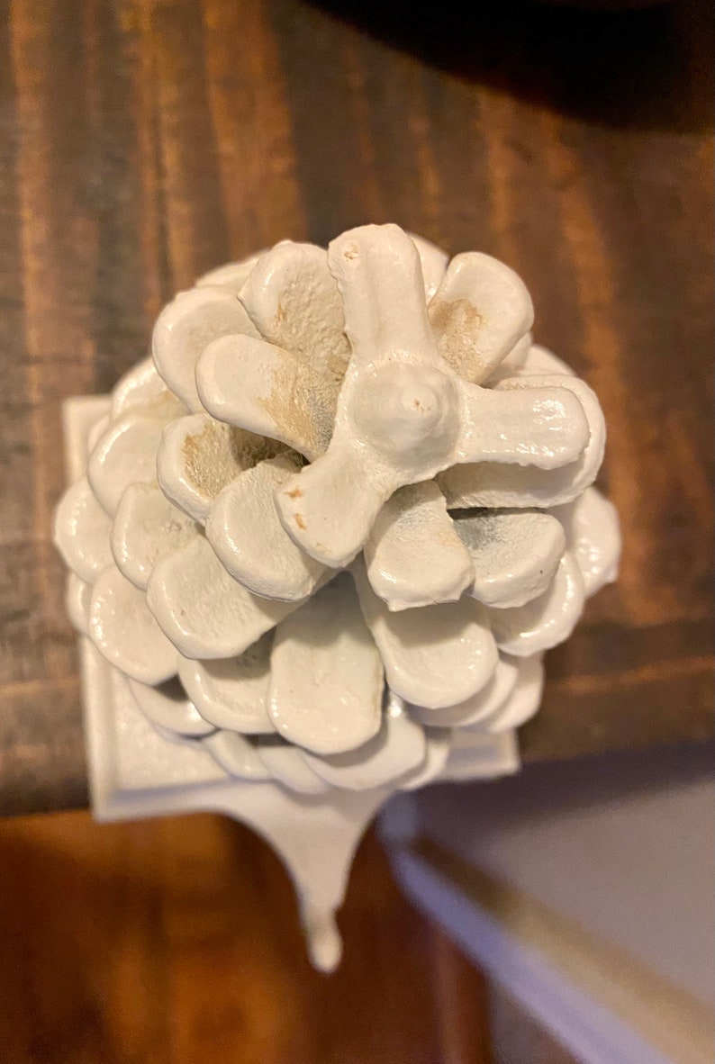 White Pine Cone Stocking Holder Cast Iron weighted Etsy