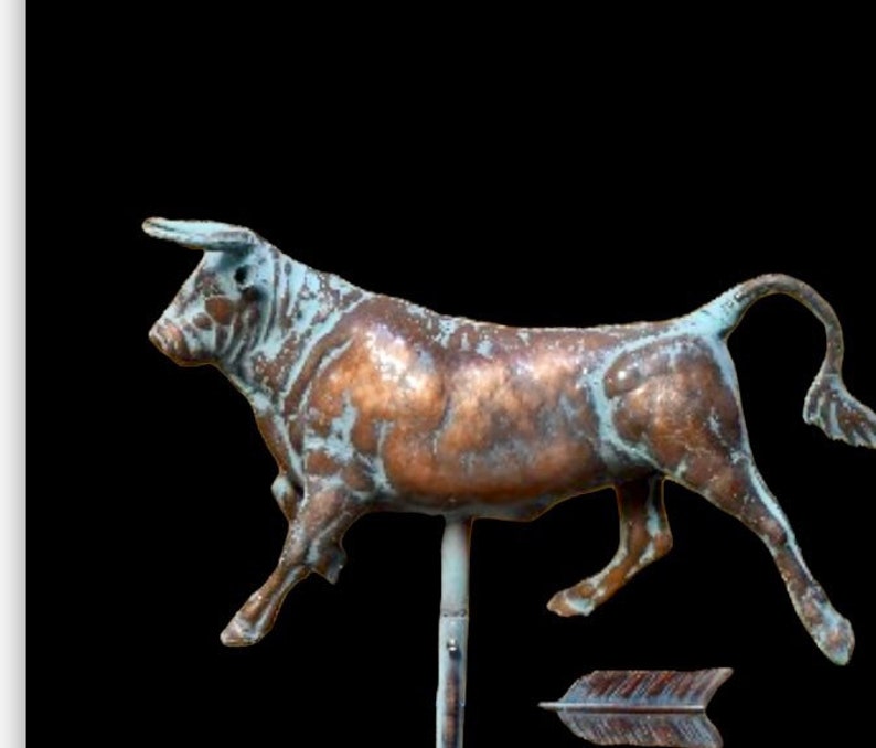 3D Bull Weathervane Copper Patina Finish Etsy