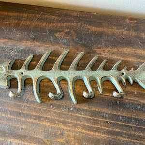Large Fish Bone Key Hook cast iron
