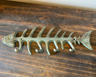 Large Fish Bone Key Hook cast iron