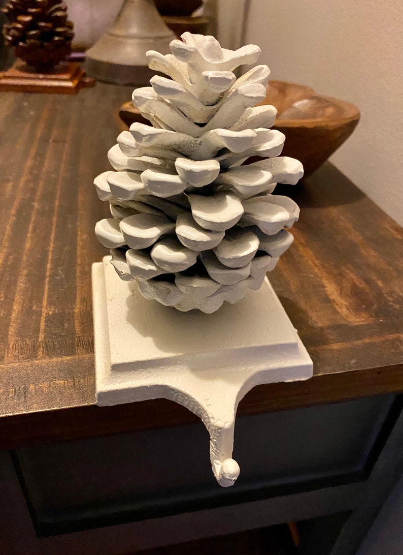White Pine Cone Stocking Holder Cast Iron weighted Etsy