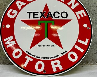 Texaco 8" Rustic Round Metal Sign Man Cave Tin Sign Garage Sign Gifts ...