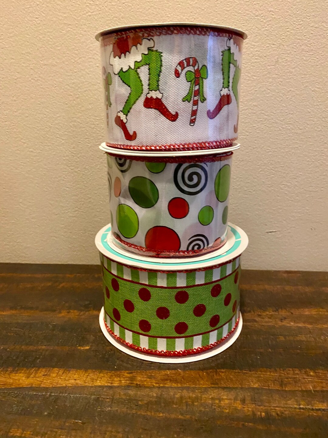 Grinch Theme Ribbon Set Etsy
