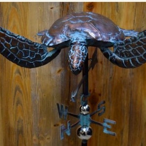 Sea Turtle Faux Copper Patina Finish Weathervane