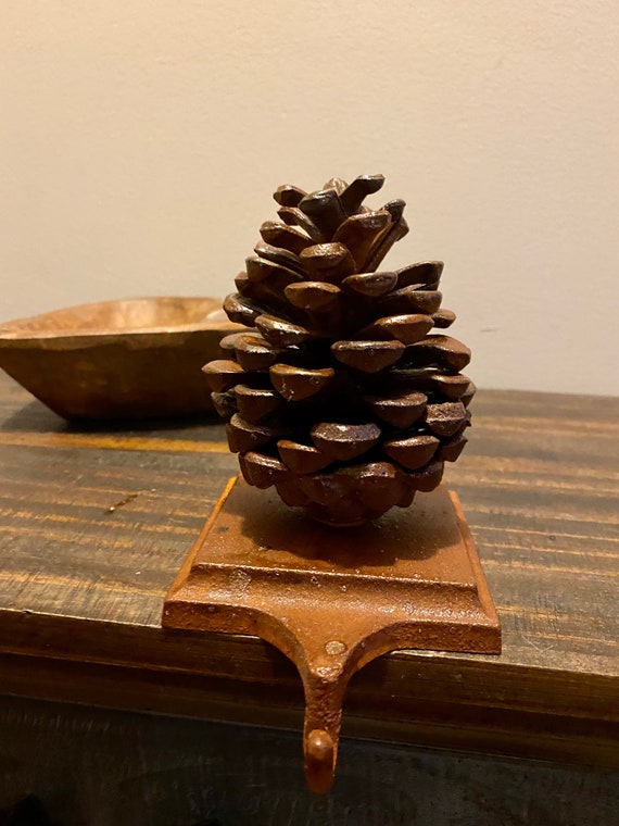 Pine Cone Stocking Holder Brown Cast Iron Etsy