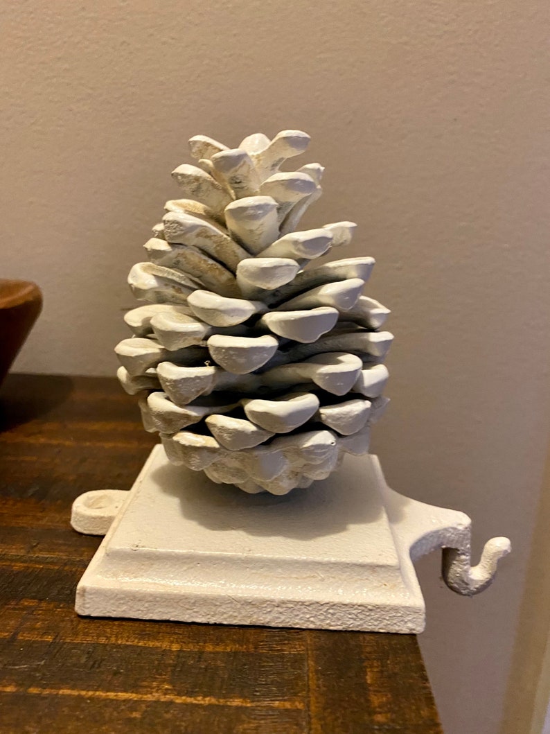 White Pine Cone Stocking Holder Cast Iron weighted Etsy