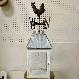 Chicken Wire Rooster Lantern