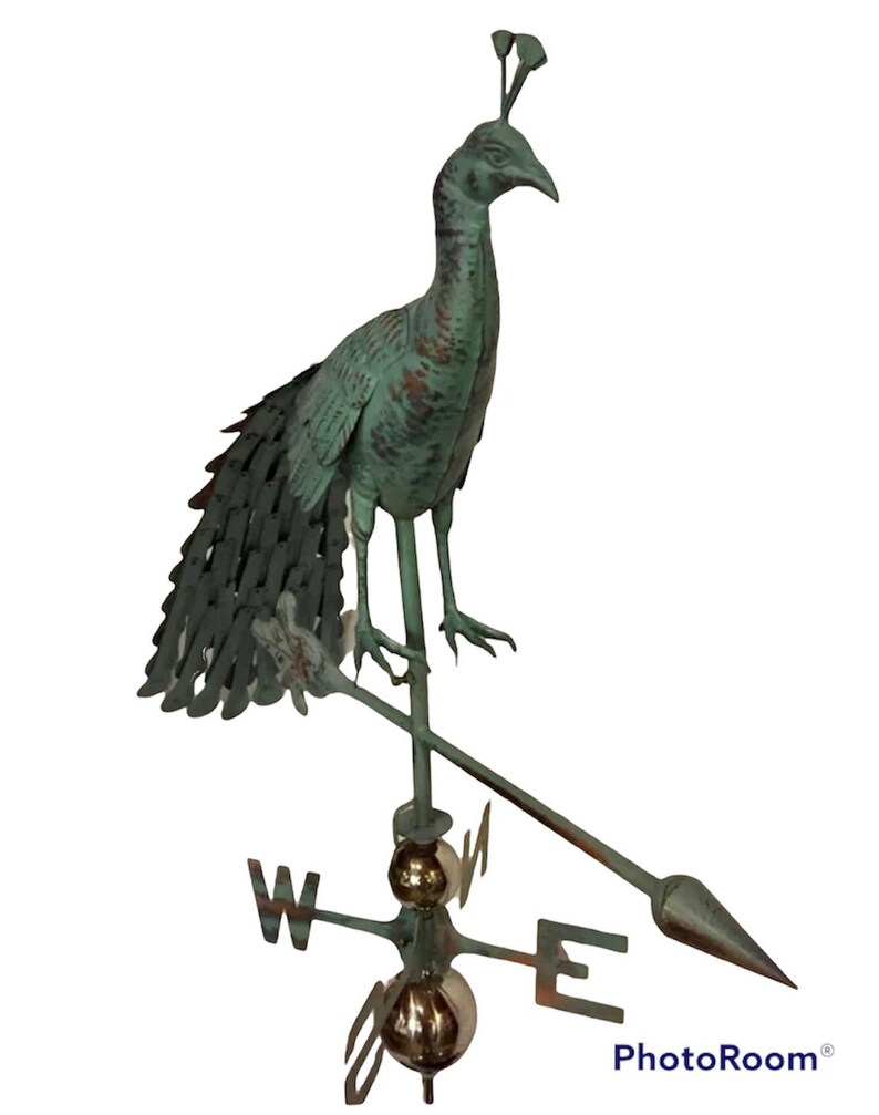 3D Peacock Weathervane Copper Patina Etsy