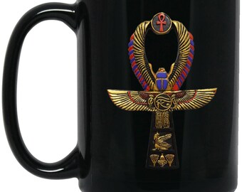 Egyptian Ankh 15 oz. Black Mug