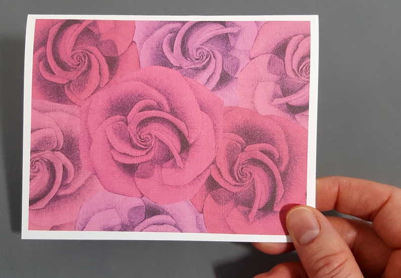Rose greeting card Pink rose note card Everyday flower card Mother/'s day card Bouquet Card