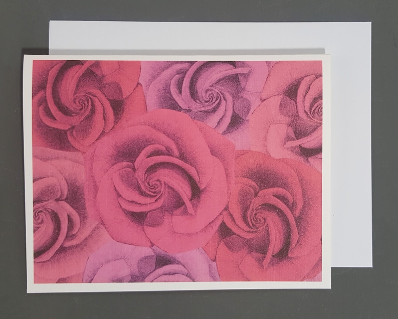 Rose greeting card Pink rose note card Everyday flower card Mother/'s day card Bouquet Card