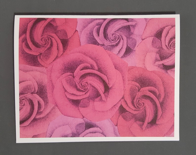 Rose greeting card Pink rose note card Everyday flower card Mother/'s day card Bouquet Card