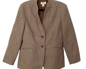 Veste blazer classique en laine Talbots vintage pour femmes, taille 14, beige marron